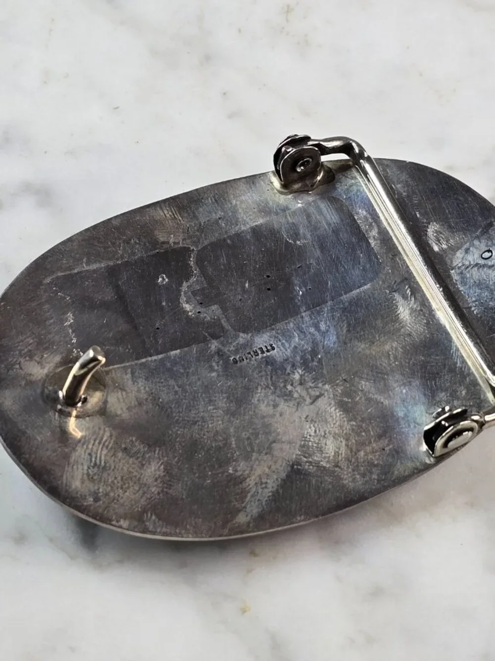 Vintage Sterling Silver Native American Zuni Turquoise Belt Buckle 46.8g E614